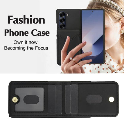 For Samsung Galaxy Z Fold5 AwQuer RFID Vertical Flip Card Bag Holder Leather Phone Case(Black) - Galaxy Z Fold5 Cases by Awquer | Online Shopping UK | buy2fix