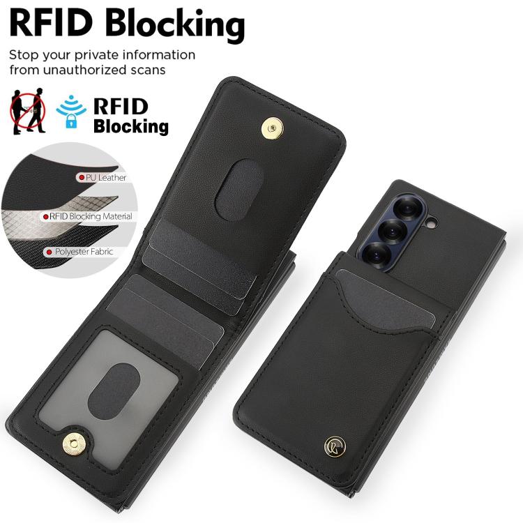 For Samsung Galaxy Z Fold5 AwQuer RFID Vertical Flip Card Bag Holder Leather Phone Case(Black) - Galaxy Z Fold5 Cases by Awquer | Online Shopping UK | buy2fix