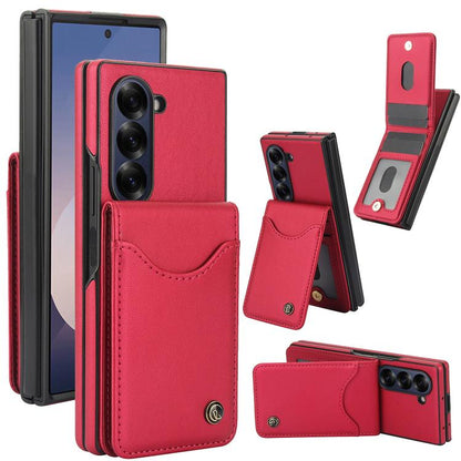 For Samsung Galaxy Z Fold5 AwQuer RFID Vertical Flip Card Bag Holder Leather Phone Case(Red) - Galaxy Z Fold5 Cases by Awquer | Online Shopping UK | buy2fix