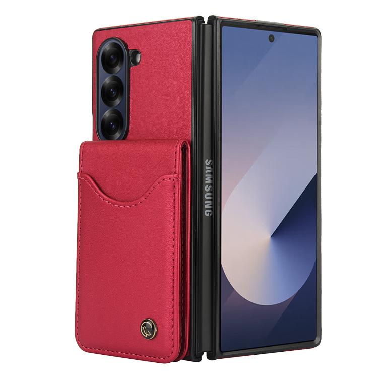 For Samsung Galaxy Z Fold5 AwQuer RFID Vertical Flip Card Bag Holder Leather Phone Case(Red) - Galaxy Z Fold5 Cases by Awquer | Online Shopping UK | buy2fix