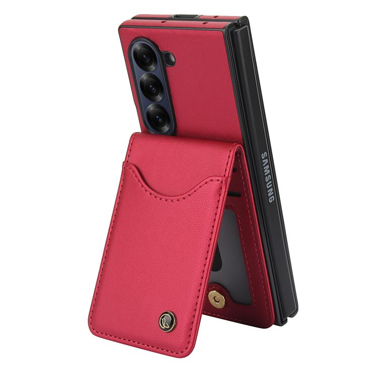 For Samsung Galaxy Z Fold5 AwQuer RFID Vertical Flip Card Bag Holder Leather Phone Case(Red) - Galaxy Z Fold5 Cases by Awquer | Online Shopping UK | buy2fix