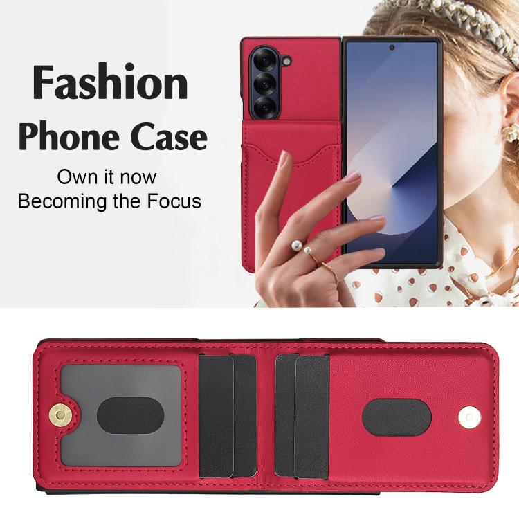 For Samsung Galaxy Z Fold5 AwQuer RFID Vertical Flip Card Bag Holder Leather Phone Case(Red) - Galaxy Z Fold5 Cases by Awquer | Online Shopping UK | buy2fix