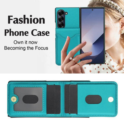 For Samsung Galaxy Z Fold5 AwQuer RFID Vertical Flip Card Bag Holder Leather Phone Case(Green) - Galaxy Z Fold5 Cases by Awquer | Online Shopping UK | buy2fix