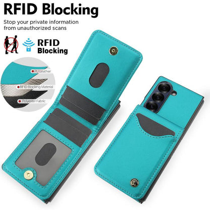 For Samsung Galaxy Z Fold5 AwQuer RFID Vertical Flip Card Bag Holder Leather Phone Case(Green) - Galaxy Z Fold5 Cases by Awquer | Online Shopping UK | buy2fix