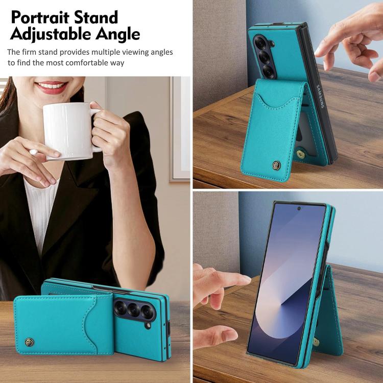 For Samsung Galaxy Z Fold5 AwQuer RFID Vertical Flip Card Bag Holder Leather Phone Case(Green) - Galaxy Z Fold5 Cases by Awquer | Online Shopping UK | buy2fix