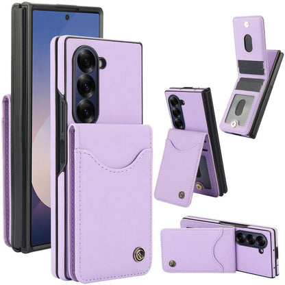 For Samsung Galaxy Z Fold5 AwQuer RFID Vertical Flip Card Bag Holder Leather Phone Case(Light Purple) - Galaxy Z Fold5 Cases by Awquer | Online Shopping UK | buy2fix