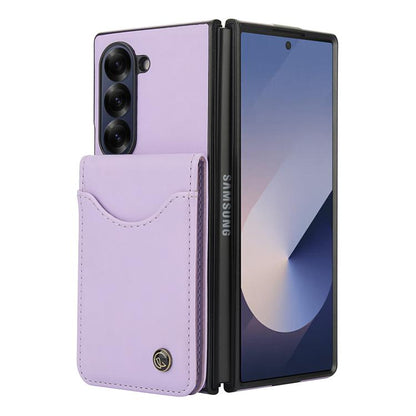 For Samsung Galaxy Z Fold5 AwQuer RFID Vertical Flip Card Bag Holder Leather Phone Case(Light Purple) - Galaxy Z Fold5 Cases by Awquer | Online Shopping UK | buy2fix