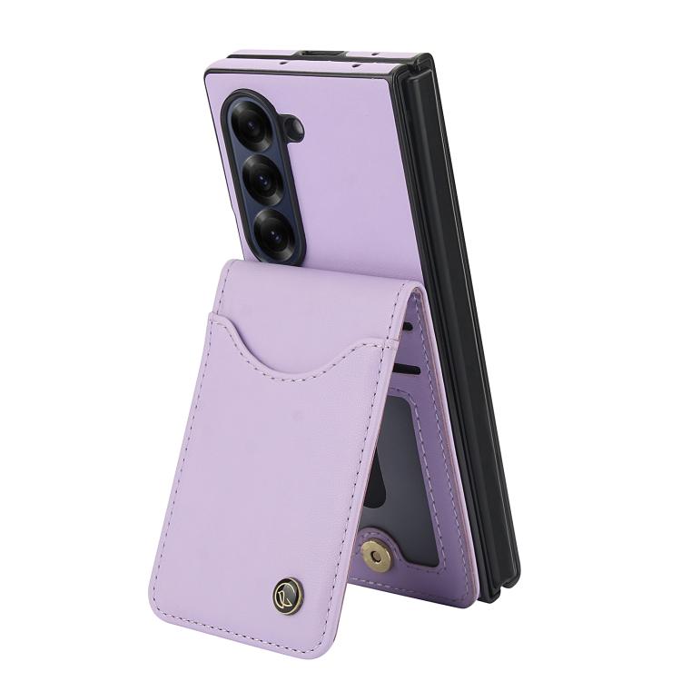 For Samsung Galaxy Z Fold5 AwQuer RFID Vertical Flip Card Bag Holder Leather Phone Case(Light Purple) - Galaxy Z Fold5 Cases by Awquer | Online Shopping UK | buy2fix