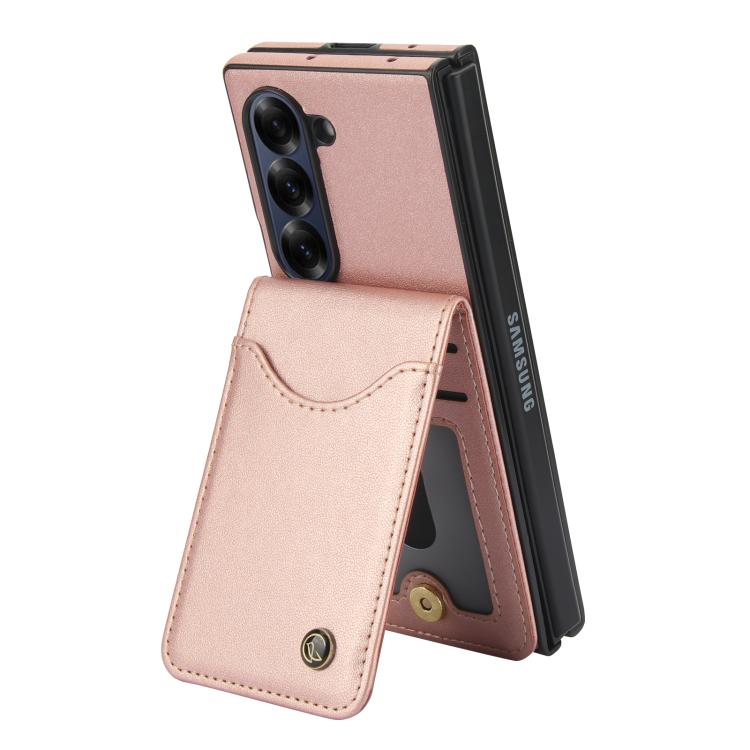 For Samsung Galaxy Z Fold5 AwQuer RFID Vertical Flip Card Bag Holder Leather Phone Case(Rose Gold) - Galaxy Z Fold5 Cases by Awquer | Online Shopping UK | buy2fix