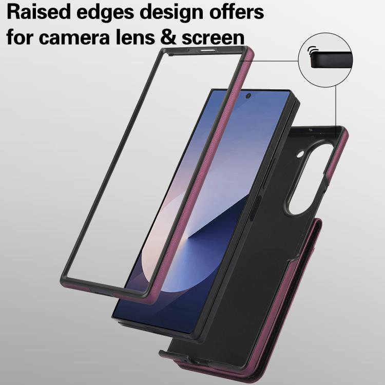 For Samsung Galaxy Z Fold5 AwQuer RFID Vertical Flip Card Bag Holder Leather Phone Case(Dark Purple) - Galaxy Z Fold5 Cases by Awquer | Online Shopping UK | buy2fix