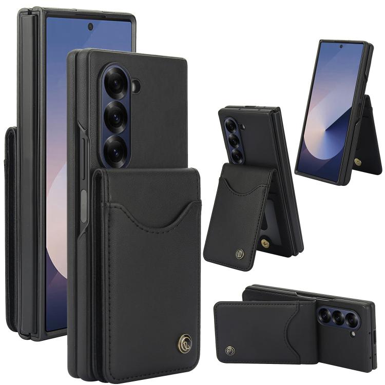 For Samsung Galaxy Z Fold6 AwQuer RFID Vertical Flip Card Bag Holder Leather Phone Case(Black) - Galaxy Z Fold6 5G Cases by Awquer | Online Shopping UK | buy2fix