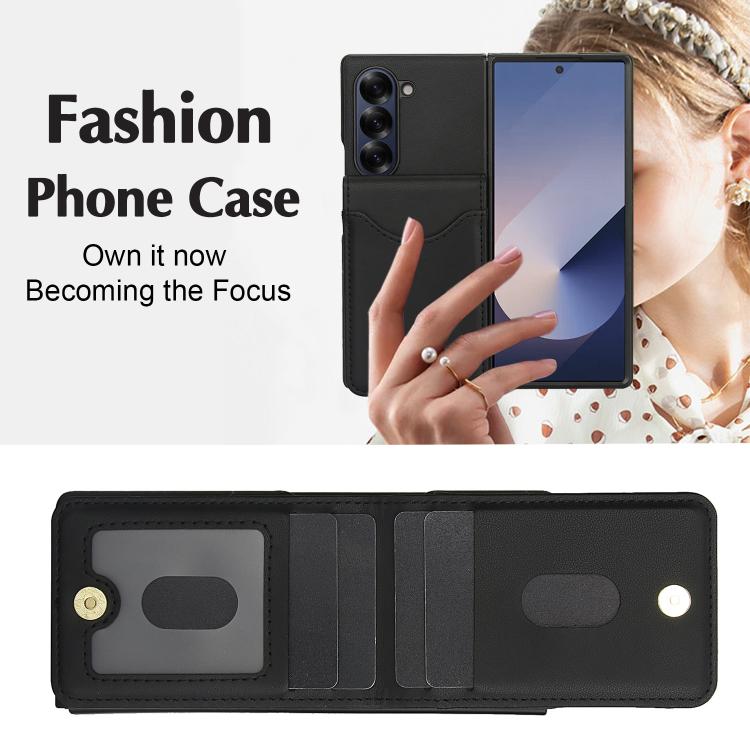 For Samsung Galaxy Z Fold6 AwQuer RFID Vertical Flip Card Bag Holder Leather Phone Case(Black) - Galaxy Z Fold6 5G Cases by Awquer | Online Shopping UK | buy2fix