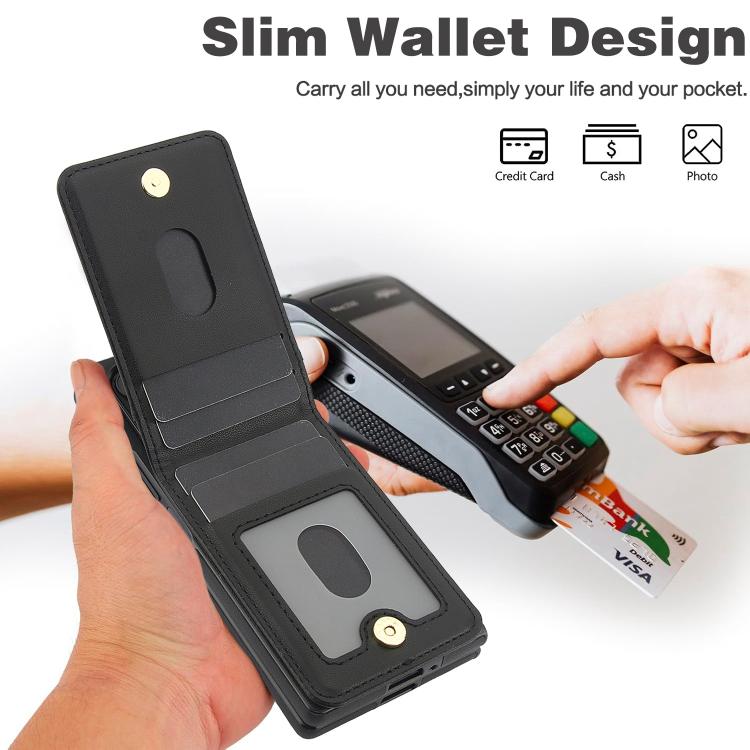 For Samsung Galaxy Z Fold6 AwQuer RFID Vertical Flip Card Bag Holder Leather Phone Case(Black) - Galaxy Z Fold6 5G Cases by Awquer | Online Shopping UK | buy2fix