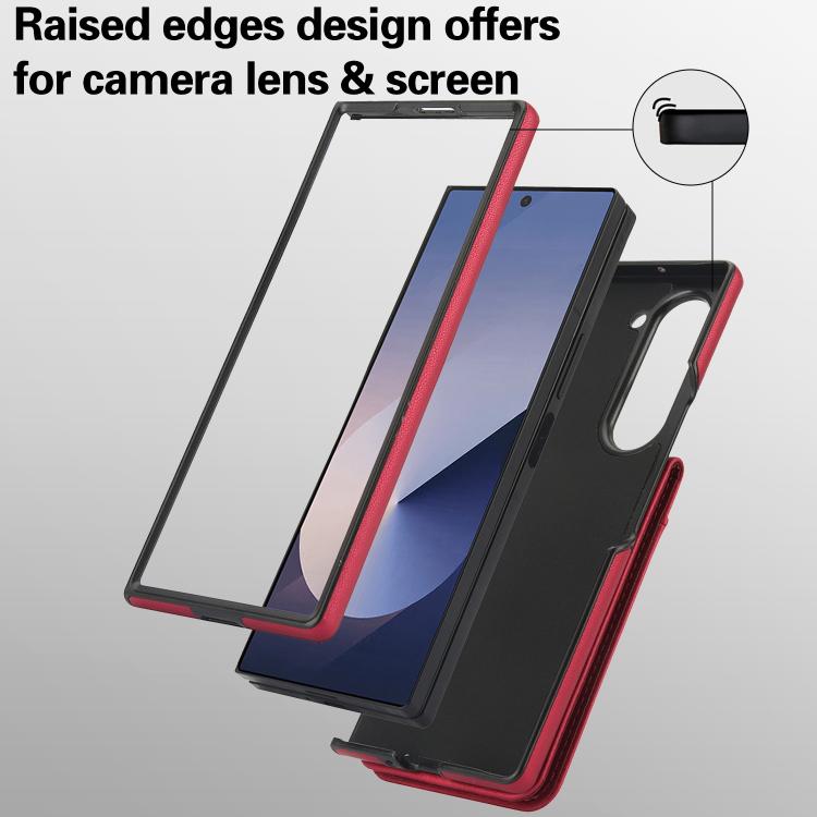 For Samsung Galaxy Z Fold6 AwQuer RFID Vertical Flip Card Bag Holder Leather Phone Case(Red) - Galaxy Z Fold6 5G Cases by Awquer | Online Shopping UK | buy2fix