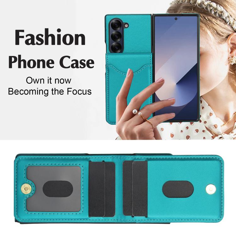 For Samsung Galaxy Z Fold6 AwQuer RFID Vertical Flip Card Bag Holder Leather Phone Case(Green) - Galaxy Z Fold6 5G Cases by Awquer | Online Shopping UK | buy2fix