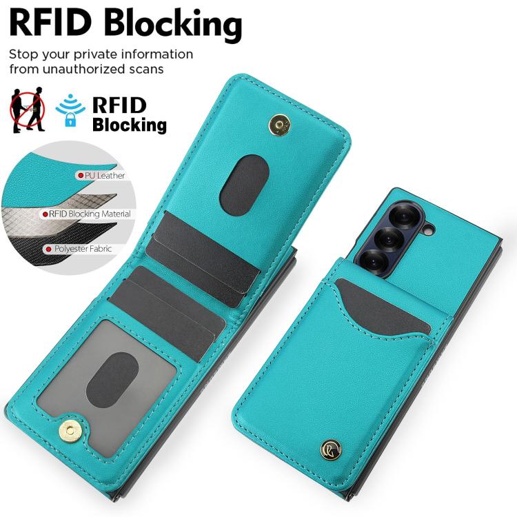 For Samsung Galaxy Z Fold6 AwQuer RFID Vertical Flip Card Bag Holder Leather Phone Case(Green) - Galaxy Z Fold6 5G Cases by Awquer | Online Shopping UK | buy2fix