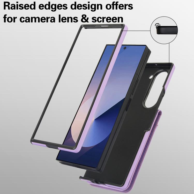 For Samsung Galaxy Z Fold6 AwQuer RFID Vertical Flip Card Bag Holder Leather Phone Case(Light Purple) - Galaxy Z Fold6 5G Cases by Awquer | Online Shopping UK | buy2fix