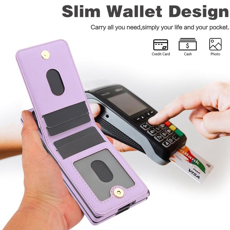 For Samsung Galaxy Z Fold6 AwQuer RFID Vertical Flip Card Bag Holder Leather Phone Case(Light Purple) - Galaxy Z Fold6 5G Cases by Awquer | Online Shopping UK | buy2fix