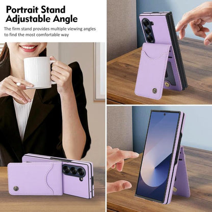 For Samsung Galaxy Z Fold6 AwQuer RFID Vertical Flip Card Bag Holder Leather Phone Case(Light Purple) - Galaxy Z Fold6 5G Cases by Awquer | Online Shopping UK | buy2fix