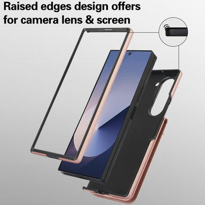 For Samsung Galaxy Z Fold6 AwQuer RFID Vertical Flip Card Bag Holder Leather Phone Case(Rose Gold) - Galaxy Z Fold6 5G Cases by Awquer | Online Shopping UK | buy2fix