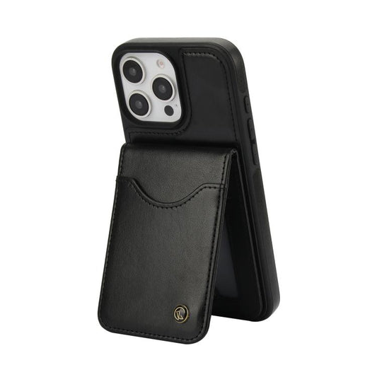 For iPhone 16 Pro Max AwQuer Vertical Flip Card Bag Holder Leather Phone Case(Black) by Awquer