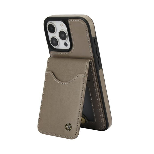 For iPhone 16 Pro AwQuer Vertical Flip Card Bag Holder Leather Phone Case(Grey) by Awquer