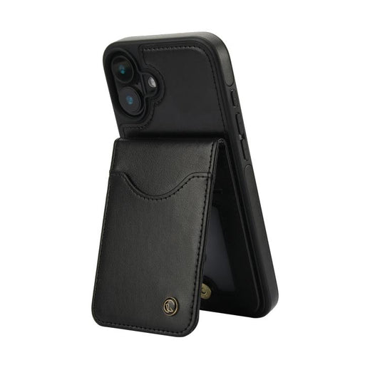 For iPhone 16 Plus AwQuer Vertical Flip Card Bag Holder Leather Phone Case(Black) by Awquer