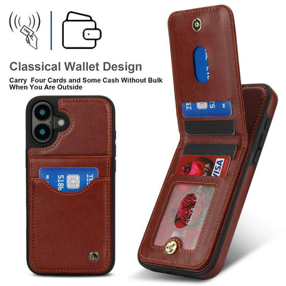 For iPhone 16 Plus AwQuer Vertical Flip Card Bag Holder Leather Phone Case(Brown) by Awquer