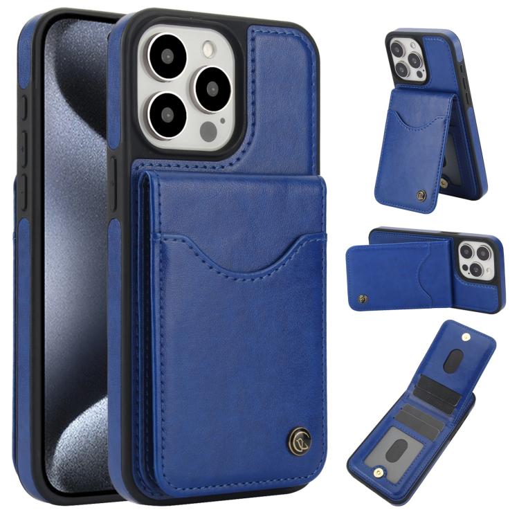 For iPhone 15 Pro Max AwQuer Vertical Flip Card Bag Holder Leather Phone Case(Blue) - iPhone 15 Pro Max Cases by Awquer | Online Shopping UK | buy2fix