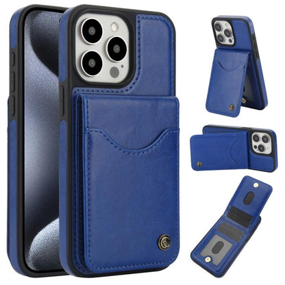 For iPhone 15 Pro Max AwQuer Vertical Flip Card Bag Holder Leather Phone Case(Blue) - iPhone 15 Pro Max Cases by Awquer | Online Shopping UK | buy2fix