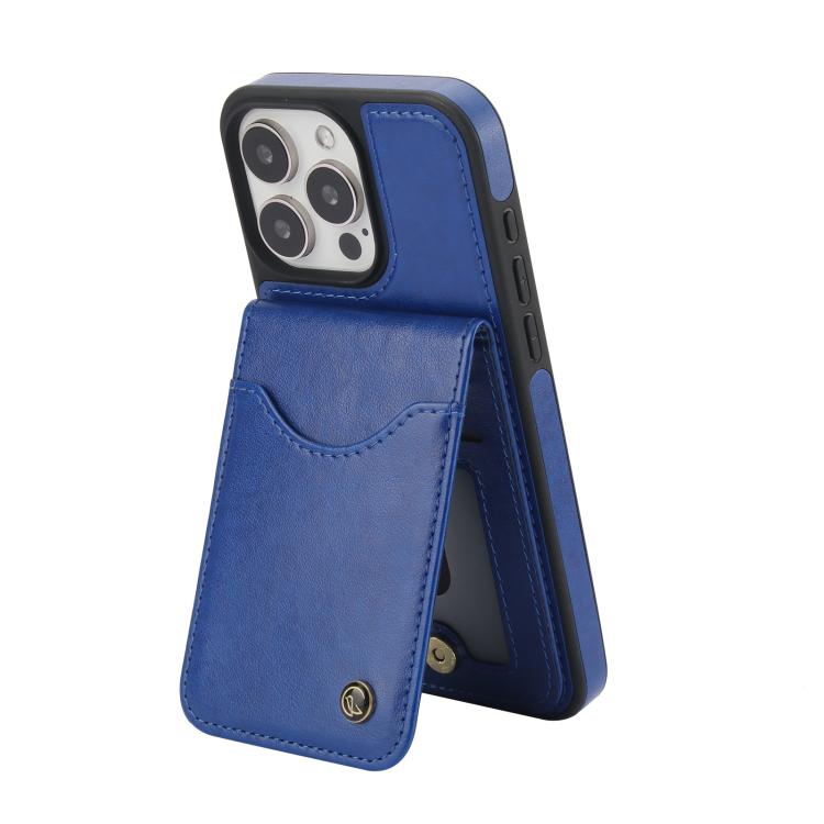For iPhone 15 Pro Max AwQuer Vertical Flip Card Bag Holder Leather Phone Case(Blue) - iPhone 15 Pro Max Cases by Awquer | Online Shopping UK | buy2fix