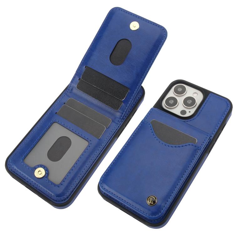For iPhone 15 Pro Max AwQuer Vertical Flip Card Bag Holder Leather Phone Case(Blue) - iPhone 15 Pro Max Cases by Awquer | Online Shopping UK | buy2fix