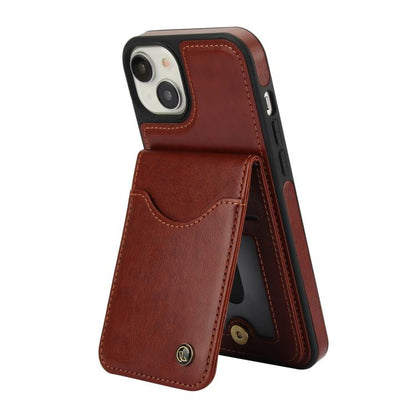 For iPhone 15 Plus AwQuer Vertical Flip Card Bag Holder Leather Phone Case(Brown) - iPhone 15 Plus Cases by Awquer | Online Shopping UK | buy2fix