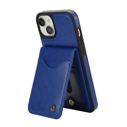 For iPhone 14 Plus AwQuer Vertical Flip Card Bag Holder Leather Phone Case(Blue) - iPhone 14 Plus Cases by Awquer | Online Shopping UK | buy2fix