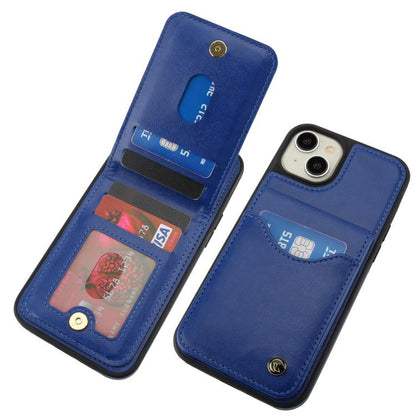 For iPhone 14 Plus AwQuer Vertical Flip Card Bag Holder Leather Phone Case(Blue) - iPhone 14 Plus Cases by Awquer | Online Shopping UK | buy2fix