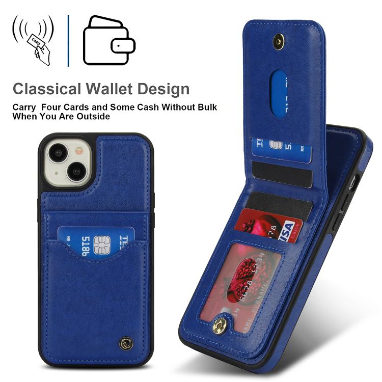 For iPhone 14 Plus AwQuer Vertical Flip Card Bag Holder Leather Phone Case(Blue) - iPhone 14 Plus Cases by Awquer | Online Shopping UK | buy2fix