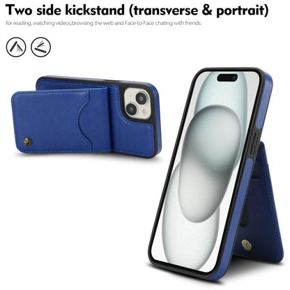 For iPhone 14 Plus AwQuer Vertical Flip Card Bag Holder Leather Phone Case(Blue) - iPhone 14 Plus Cases by Awquer | Online Shopping UK | buy2fix