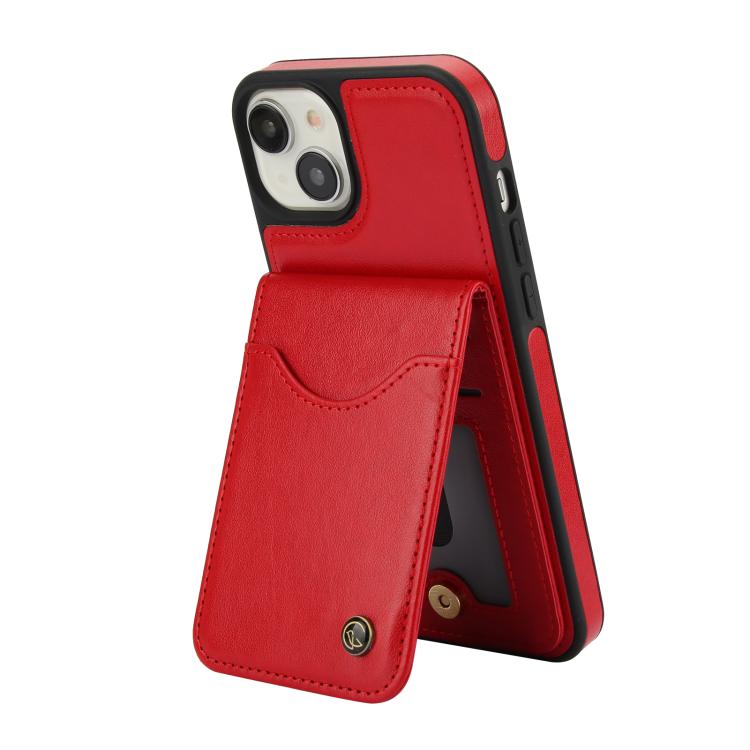 For iPhone 14 / 13 AwQuer Vertical Flip Card Bag Holder Leather Phone Case(Red) - iPhone 14 Cases by Awquer | Online Shopping UK | buy2fix