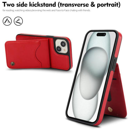 For iPhone 14 / 13 AwQuer Vertical Flip Card Bag Holder Leather Phone Case(Red) - iPhone 14 Cases by Awquer | Online Shopping UK | buy2fix