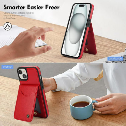 For iPhone 14 / 13 AwQuer Vertical Flip Card Bag Holder Leather Phone Case(Red) - iPhone 14 Cases by Awquer | Online Shopping UK | buy2fix