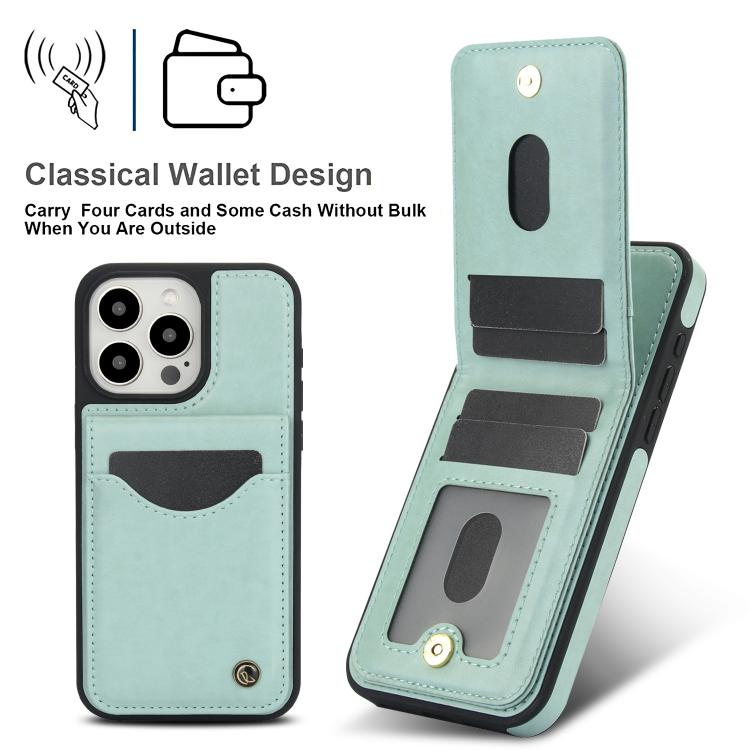 For iPhone 14 Pro AwQuer Vertical Flip Card Bag Holder Leather Phone Case(Green) - iPhone 14 Pro Cases by Awquer | Online Shopping UK | buy2fix