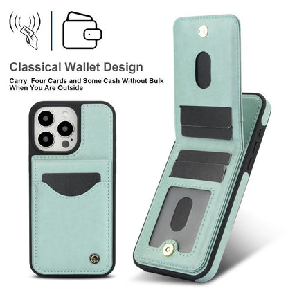 For iPhone 14 Pro AwQuer Vertical Flip Card Bag Holder Leather Phone Case(Green) - iPhone 14 Pro Cases by Awquer | Online Shopping UK | buy2fix
