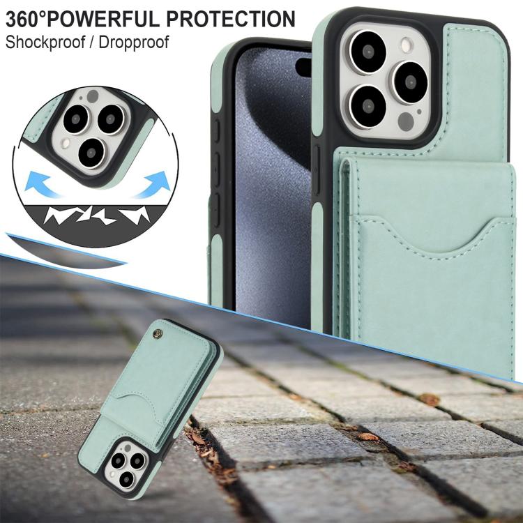 For iPhone 14 Pro AwQuer Vertical Flip Card Bag Holder Leather Phone Case(Green) - iPhone 14 Pro Cases by Awquer | Online Shopping UK | buy2fix