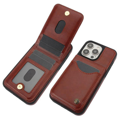 For iPhone 14 Pro Max AwQuer Vertical Flip Card Bag Holder Leather Phone Case(Brown) - iPhone 14 Pro Max Cases by Awquer | Online Shopping UK | buy2fix