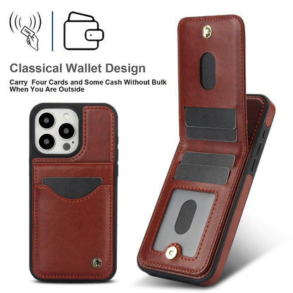 For iPhone 14 Pro Max AwQuer Vertical Flip Card Bag Holder Leather Phone Case(Brown) - iPhone 14 Pro Max Cases by Awquer | Online Shopping UK | buy2fix