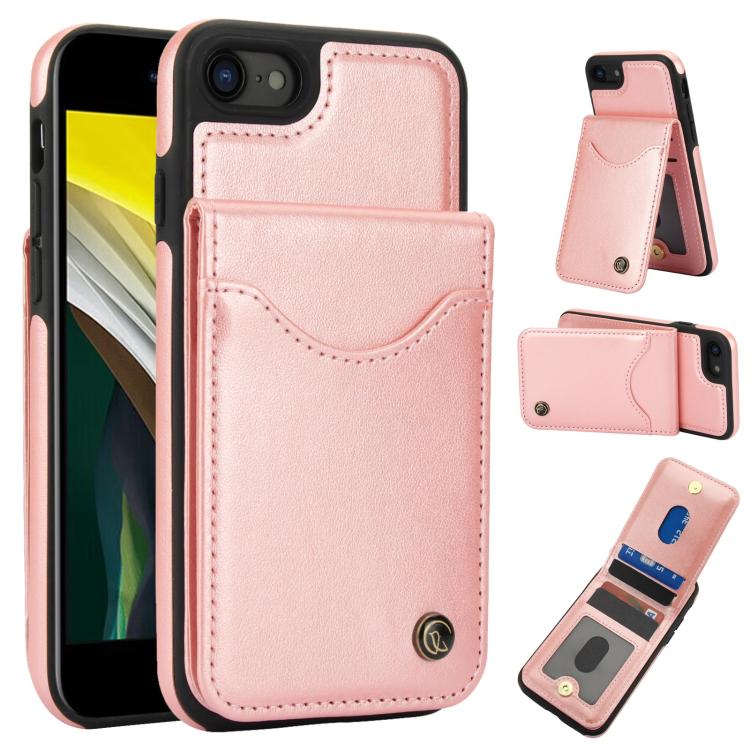 For iPhone 7 / 8 / SE 2022 AwQuer Vertical Flip Card Bag Holder Leather Phone Case(Rose Gold) - iPhone SE 2022 / 2020 / 8 / 7 Cases by Awquer | Online Shopping UK | buy2fix
