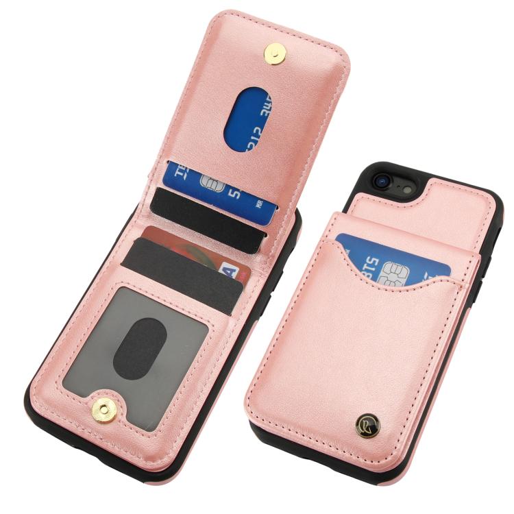 For iPhone 7 / 8 / SE 2022 AwQuer Vertical Flip Card Bag Holder Leather Phone Case(Rose Gold) - iPhone SE 2022 / 2020 / 8 / 7 Cases by Awquer | Online Shopping UK | buy2fix