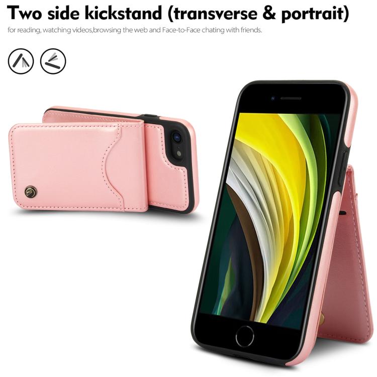 For iPhone 7 / 8 / SE 2022 AwQuer Vertical Flip Card Bag Holder Leather Phone Case(Rose Gold) - iPhone SE 2022 / 2020 / 8 / 7 Cases by Awquer | Online Shopping UK | buy2fix
