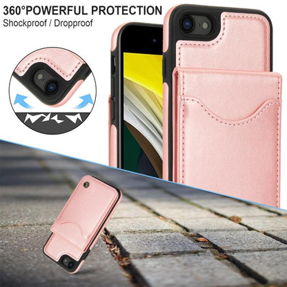 For iPhone 7 / 8 / SE 2022 AwQuer Vertical Flip Card Bag Holder Leather Phone Case(Rose Gold) - iPhone SE 2022 / 2020 / 8 / 7 Cases by Awquer | Online Shopping UK | buy2fix