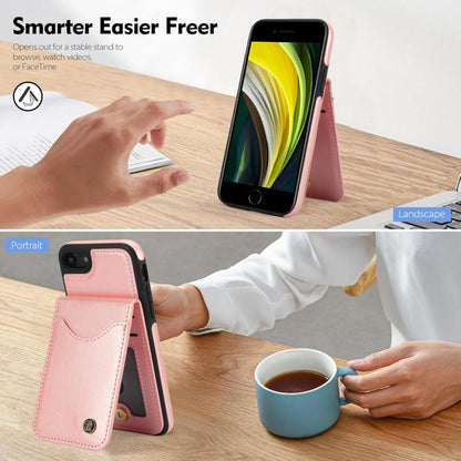 For iPhone 7 / 8 / SE 2022 AwQuer Vertical Flip Card Bag Holder Leather Phone Case(Rose Gold) - iPhone SE 2022 / 2020 / 8 / 7 Cases by Awquer | Online Shopping UK | buy2fix